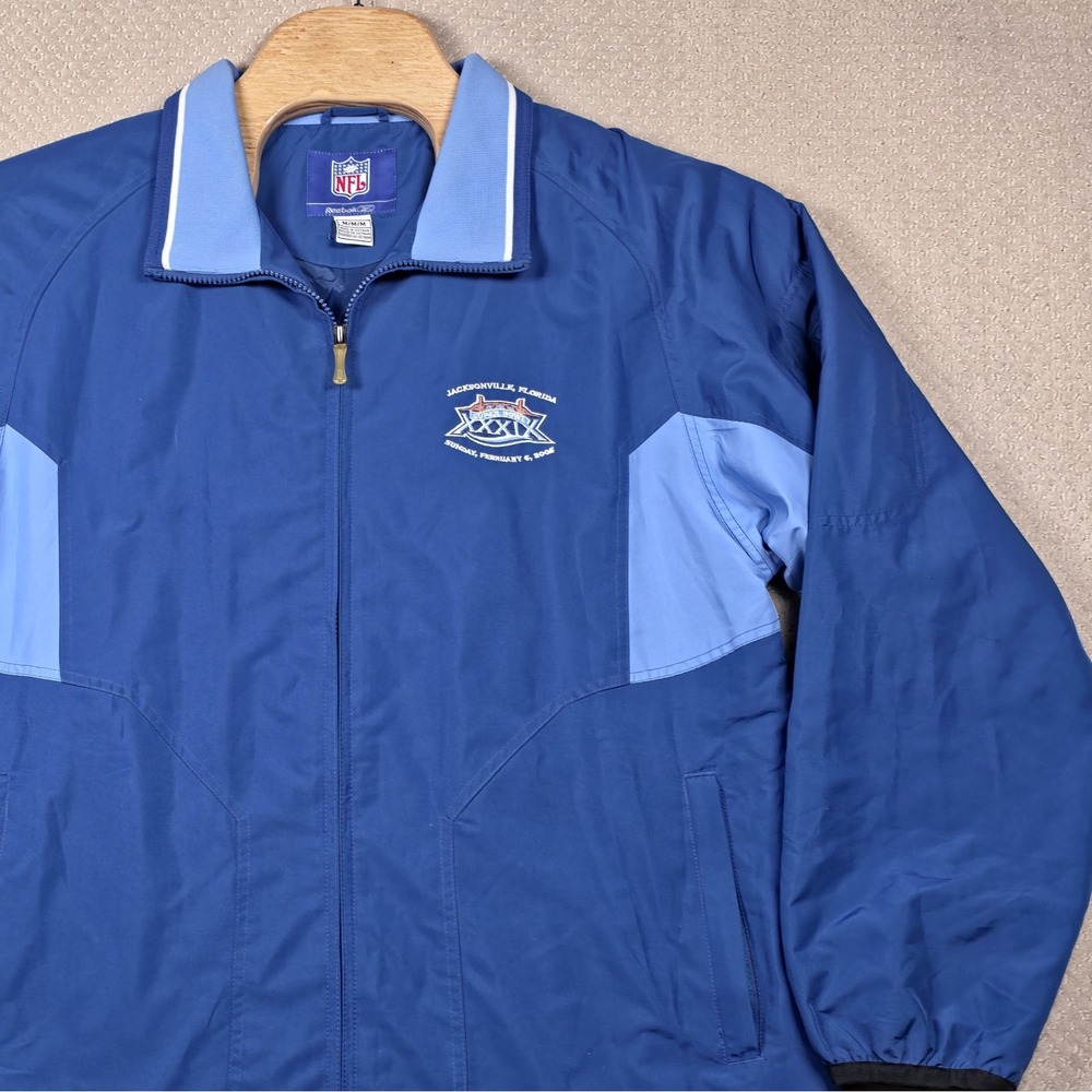 Vintage‎ 2005 Reebok Super Bowl XXXIX Jacket NFL Windbreaker Mens M Embroidered